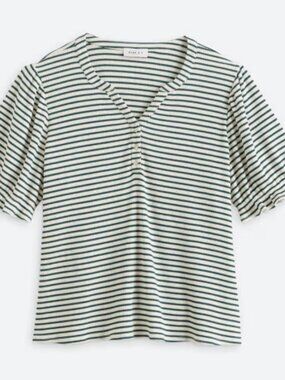 NWT Gilli Henley Puff Sleeve Knit Top - 2x
